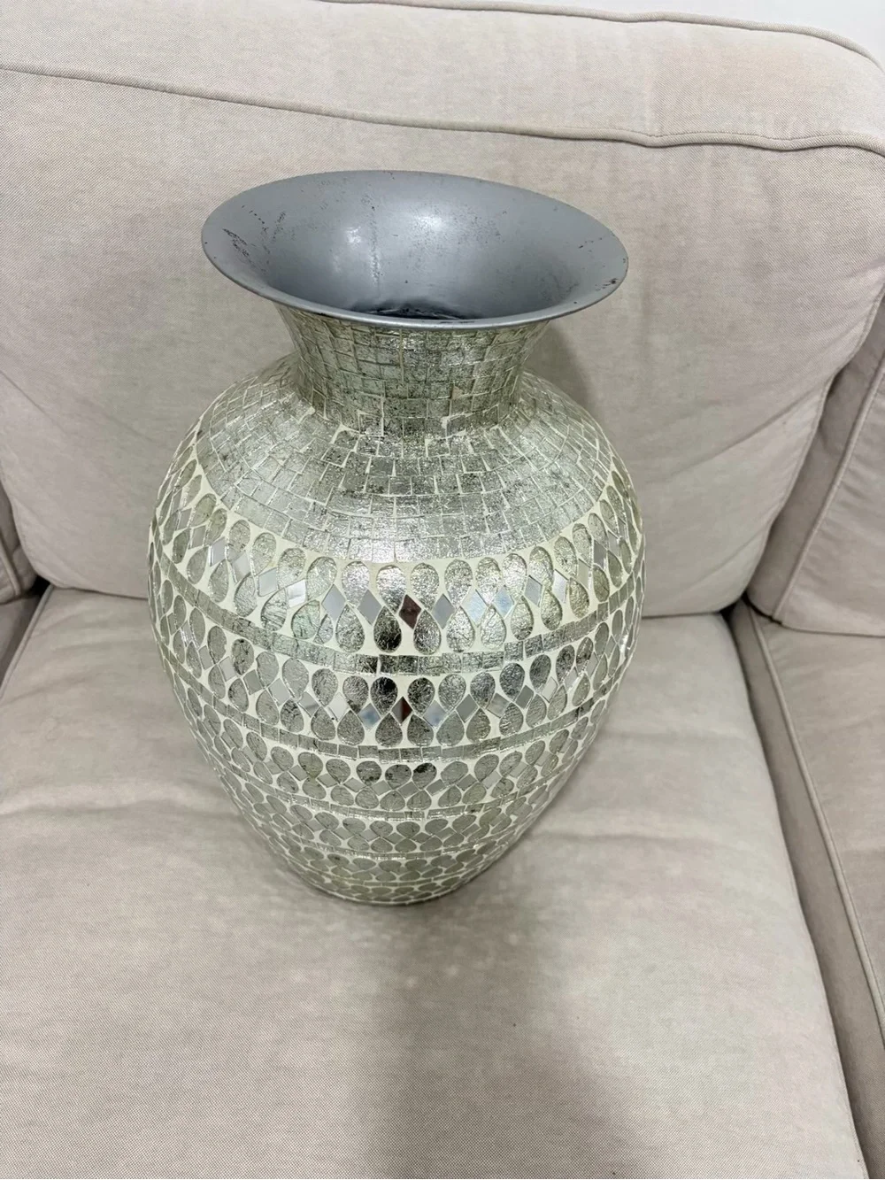 Decorative Silver Mosaic Vase - Home Accents